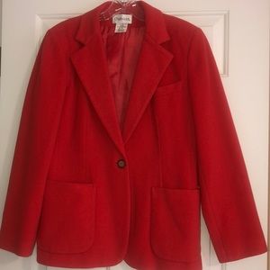 Chadwick’s size 8 wool/nylon/cashmere coral/red colored blazer.